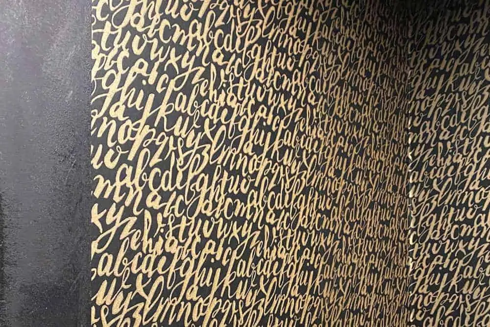 supersweet painting gold lettering on black wall paper